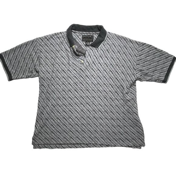 Vintage Mens Polo Shirt XL Retro Striped Print Cotton Contrast Collar Skater - Picture 1 of 8